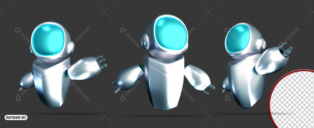 Selo 3D Robô Para Composição PSD