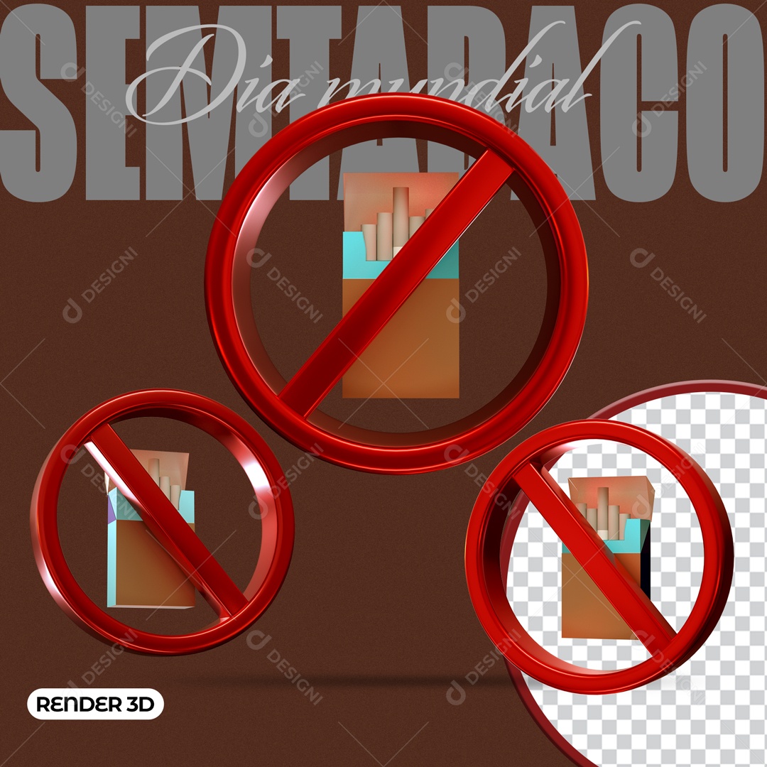 Selo 3D Sem Tabaco Para Composição PSD