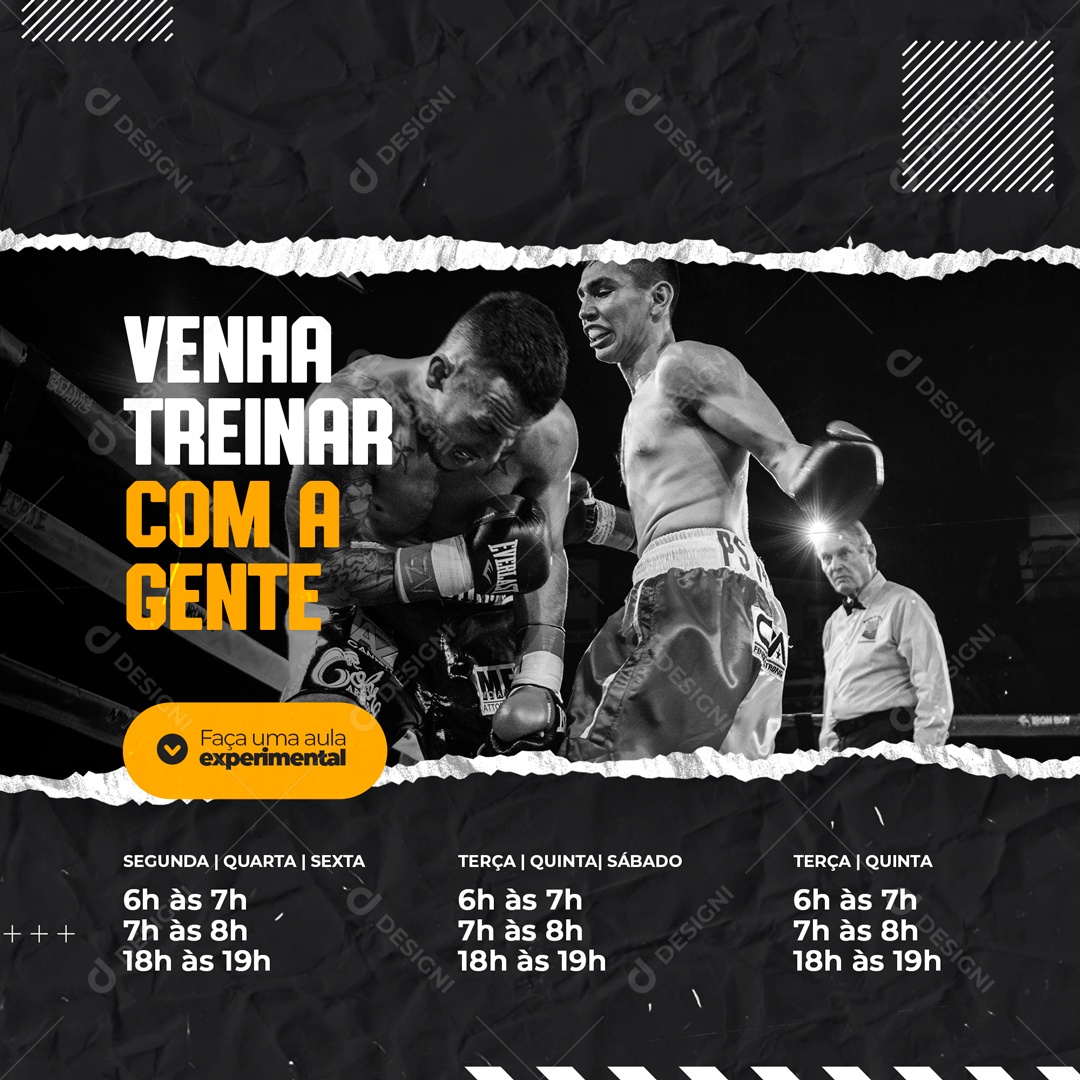 Venha Treinar Com a Gente Boxe Social Media PSD Editável