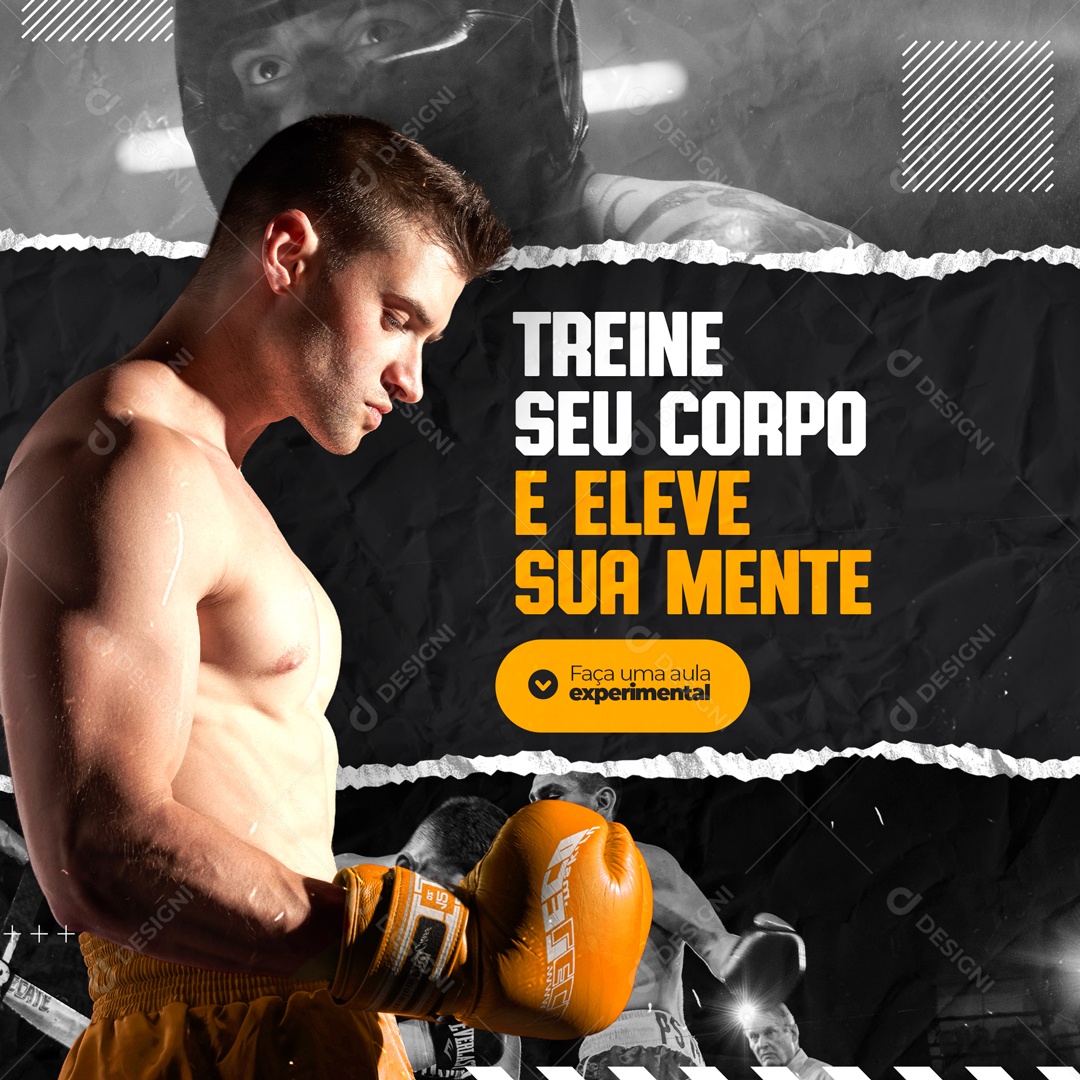 Treine Seu Corpo e Eleve Sua Mente! Boxe Social Media PSD Editável