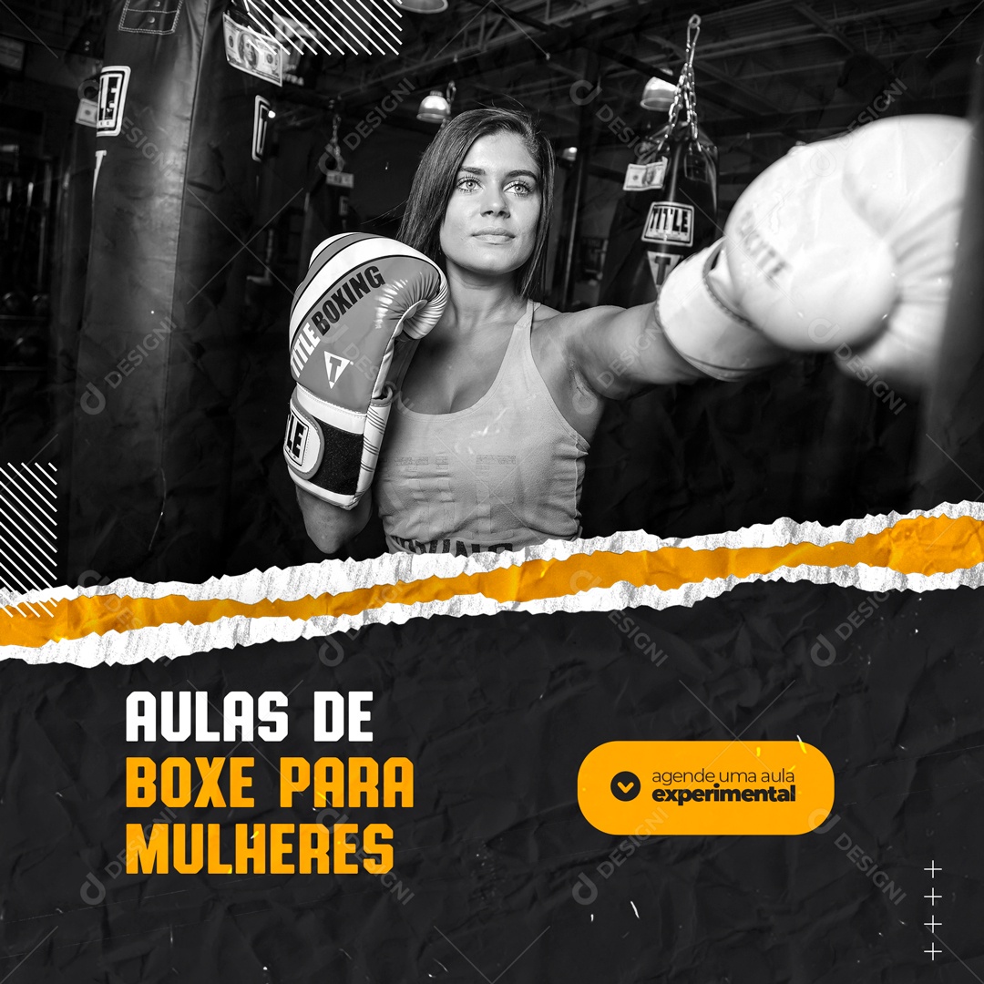 Aula de Boxe Para Mulheres Social Media PSD Editável