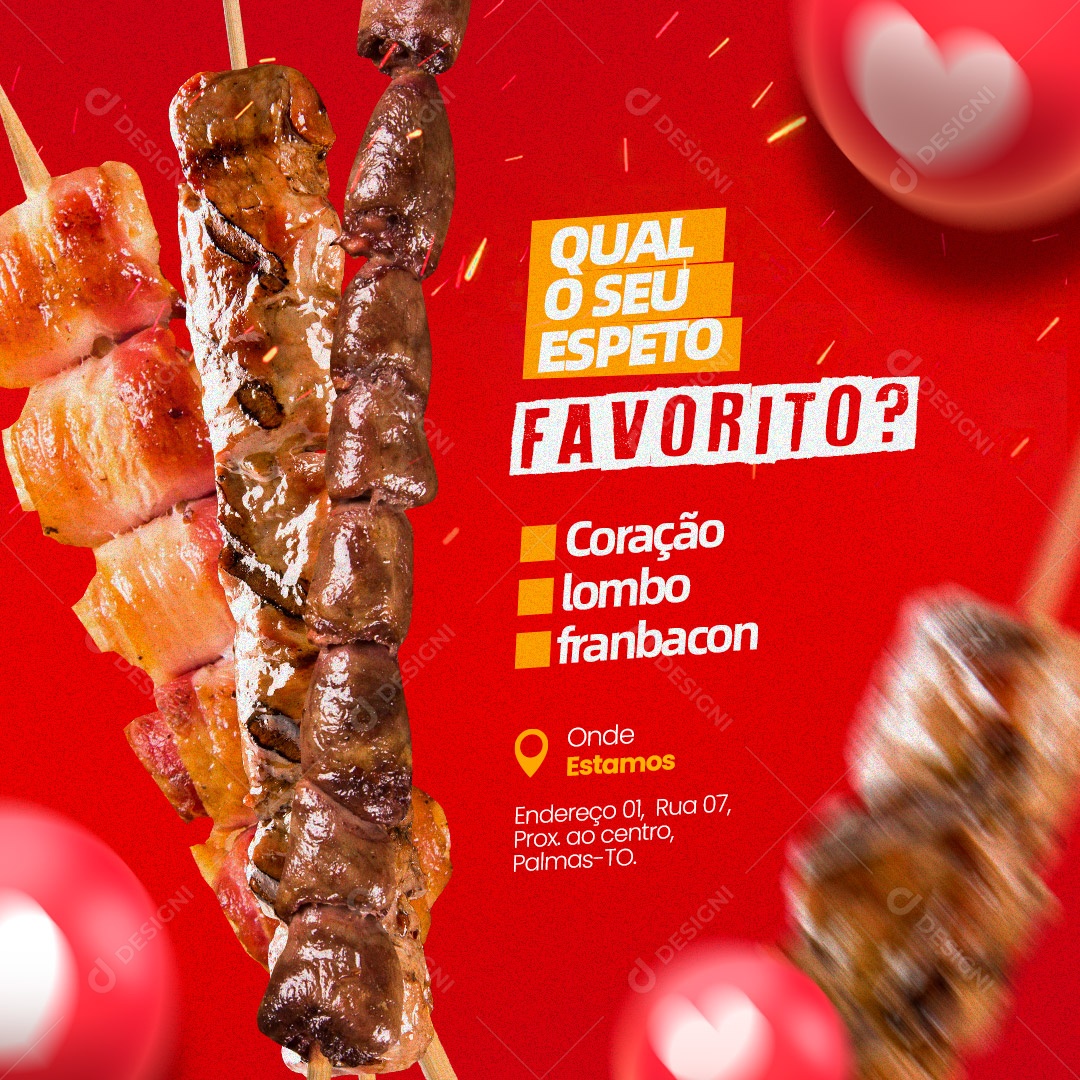 Qual o Seu Espeto Favorito? Social Media PSD Editável