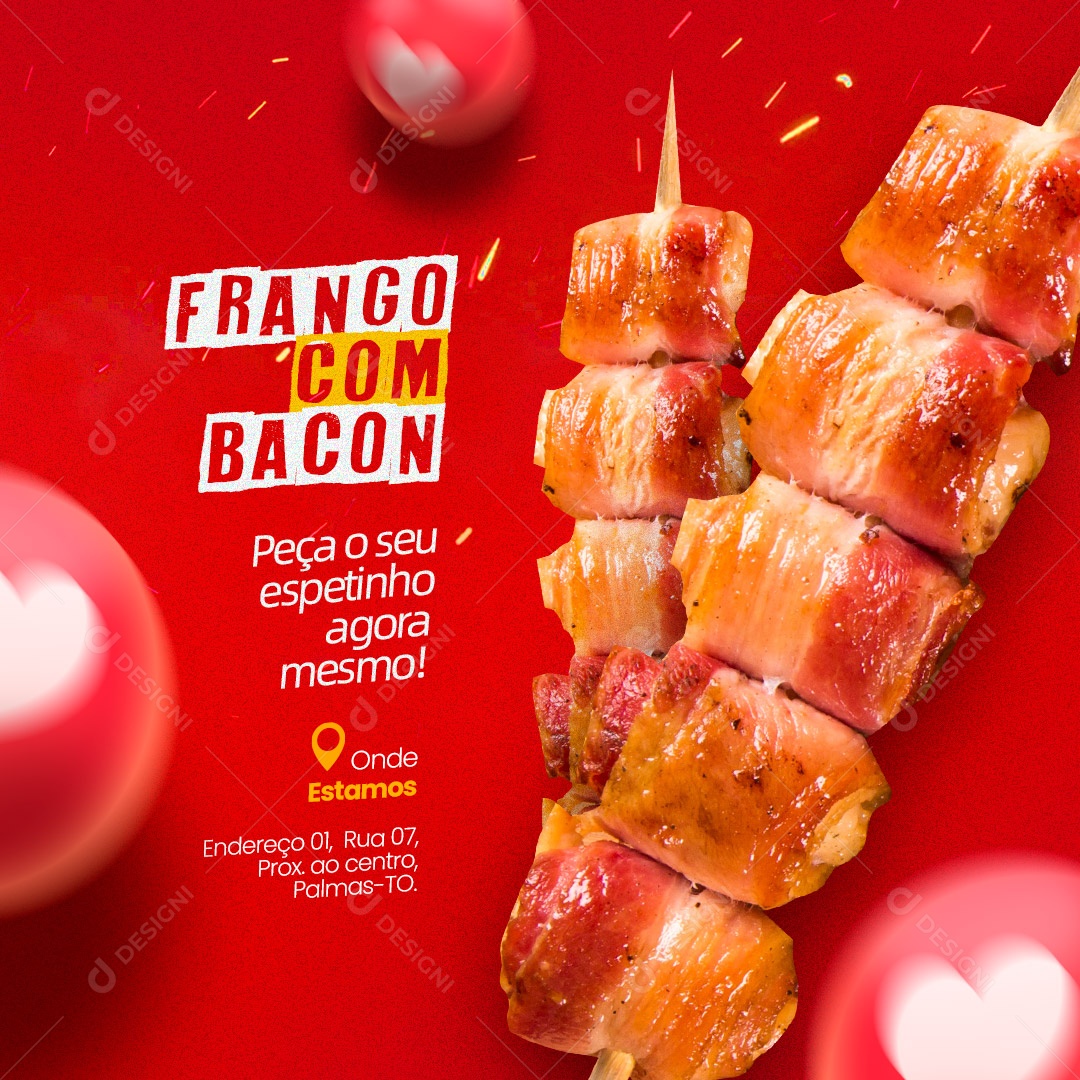 Espetinho Frango com Bacon Social Media PSD Editável