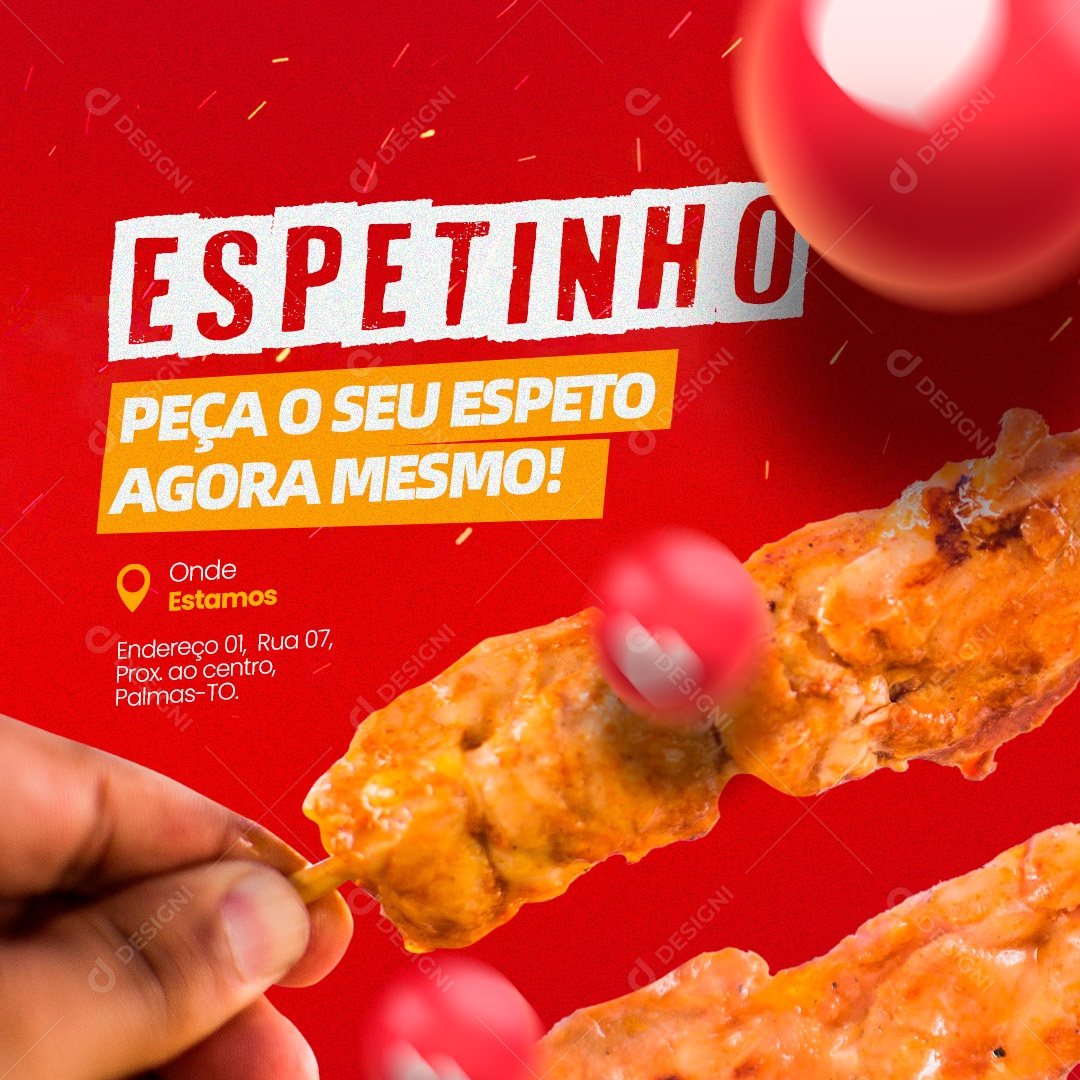 Peça o Seu Espetinho Agora Mesmo! Social Media PSD Editável