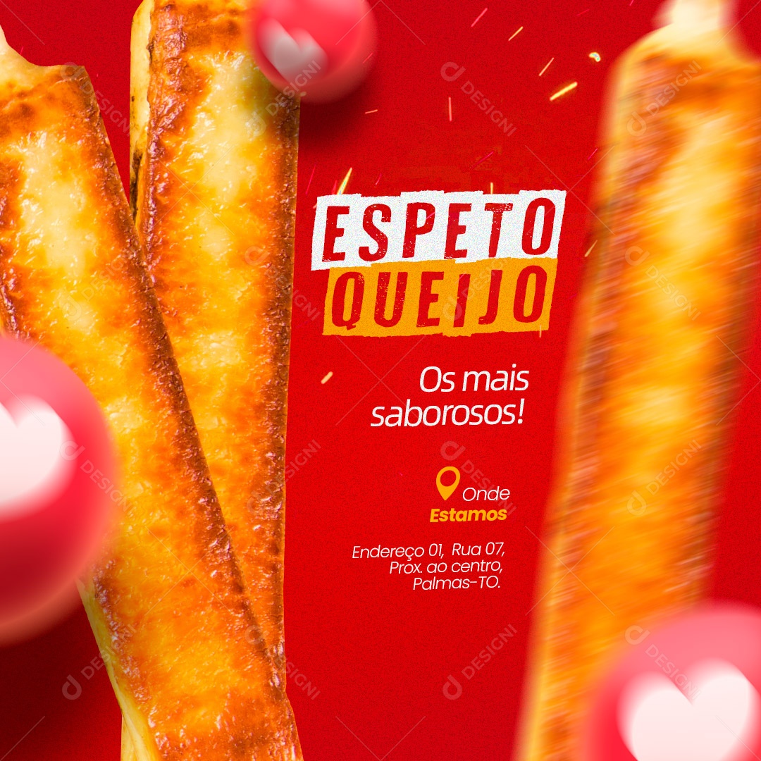 Espetinho de Queijo Os Mais Saborosos! Social Media PSD Editável