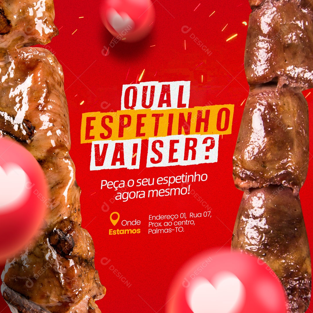 Qual Espetinho Vai Ser? social Media PSD Editável