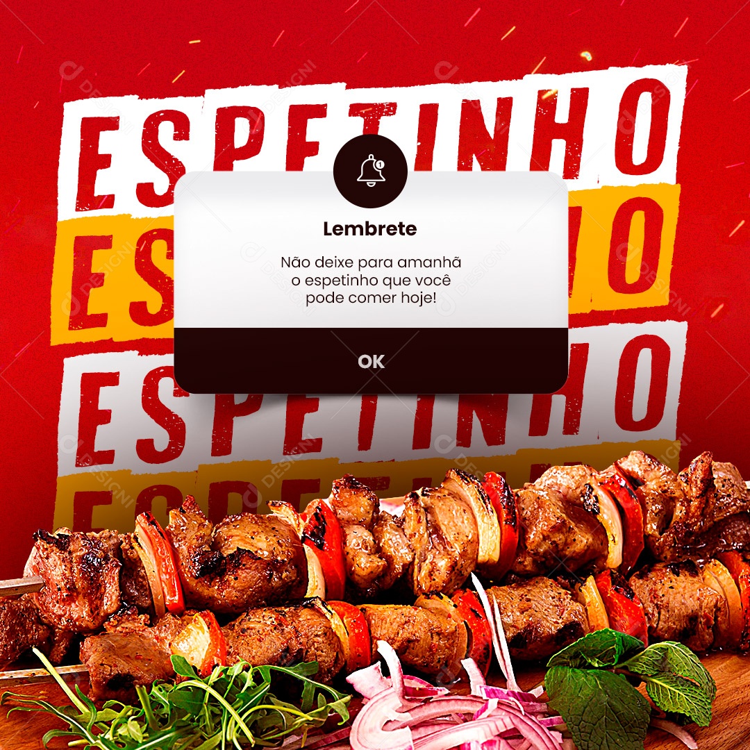 Lembrete Espetinho Social Media PSD Editável