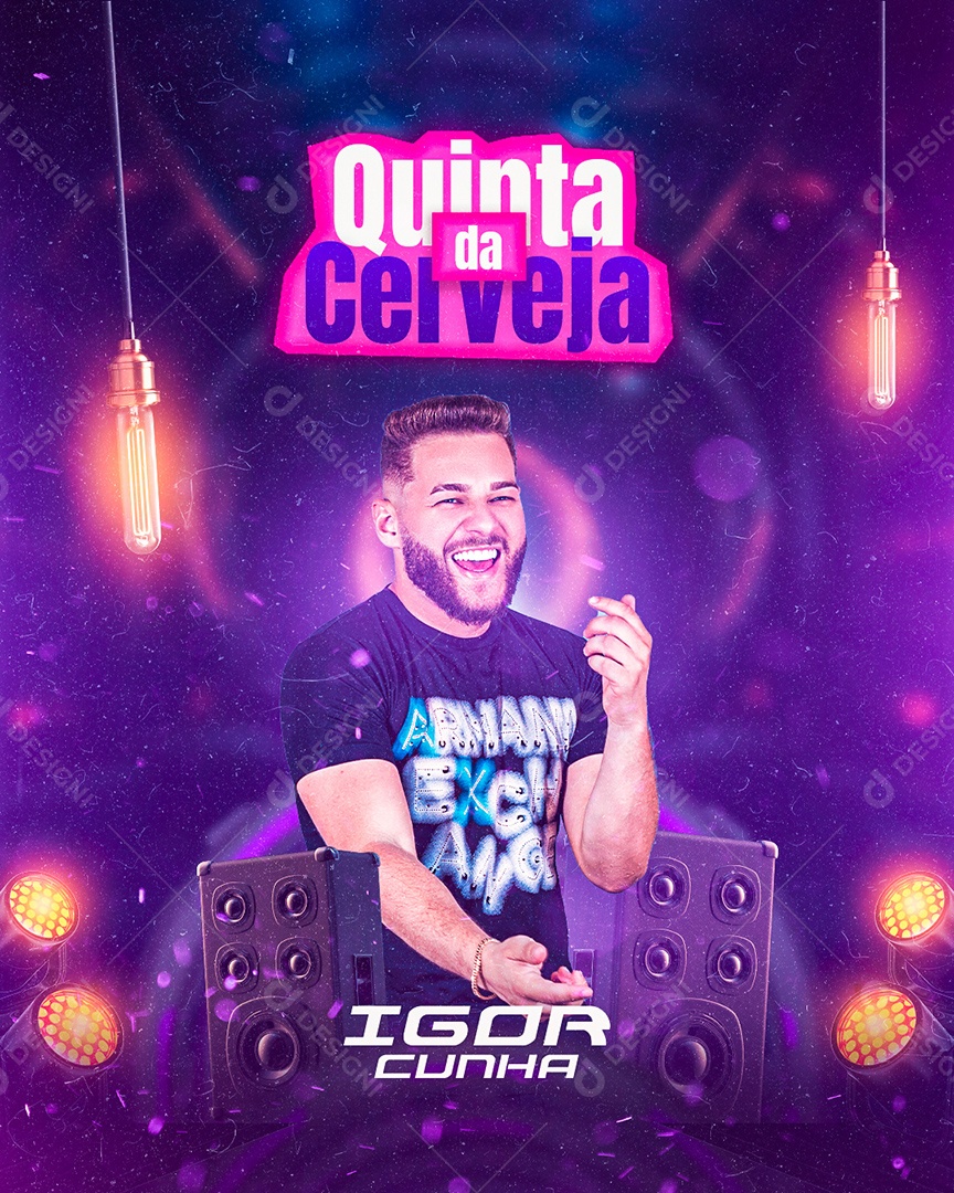 Flyer Quinta da Cerveja Cantor Igor Cunha Social Media PSD Editável