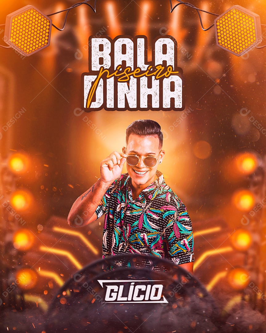 Flyer Baladinha Piseiro Cantor Glício Social Media PSD Editável