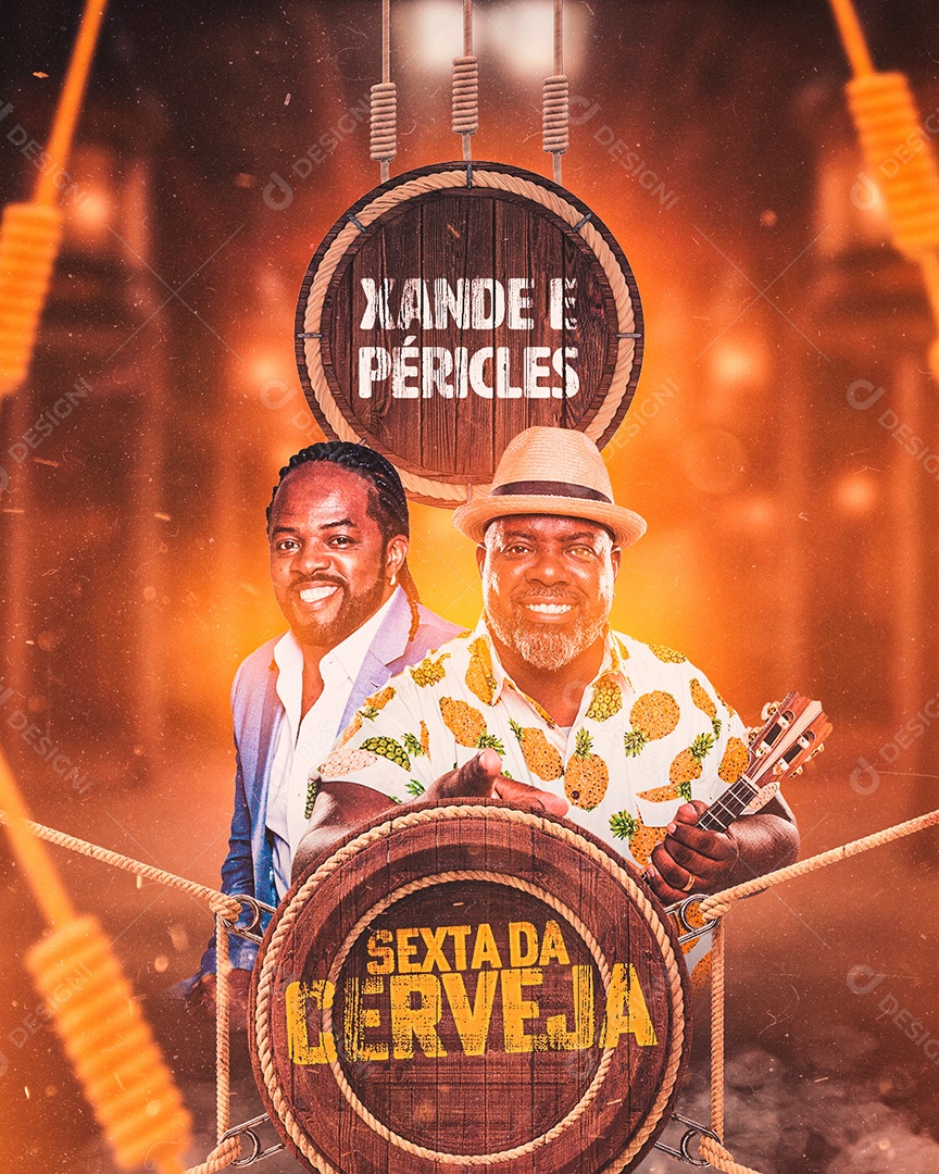 Flyer Sexta da Cerveja Xande e Péricles Social Media PSD Editável