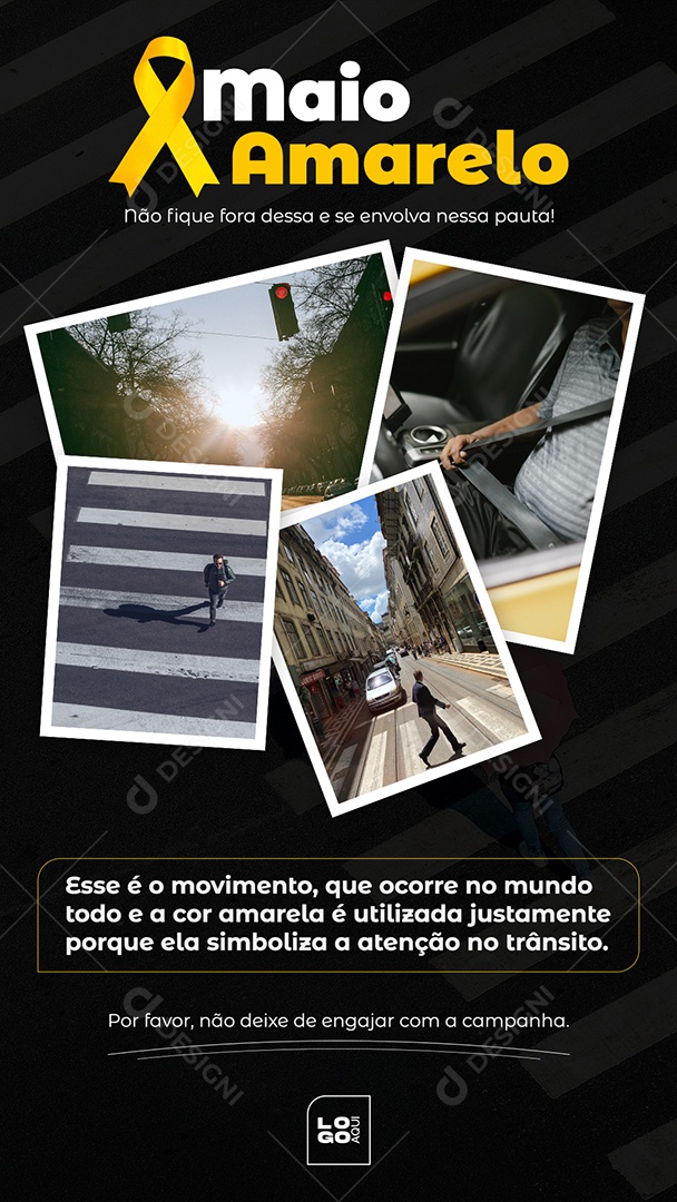 Story Maio Amarelo Simboliza a Atenção no Trânsito Social Media PSD Editável