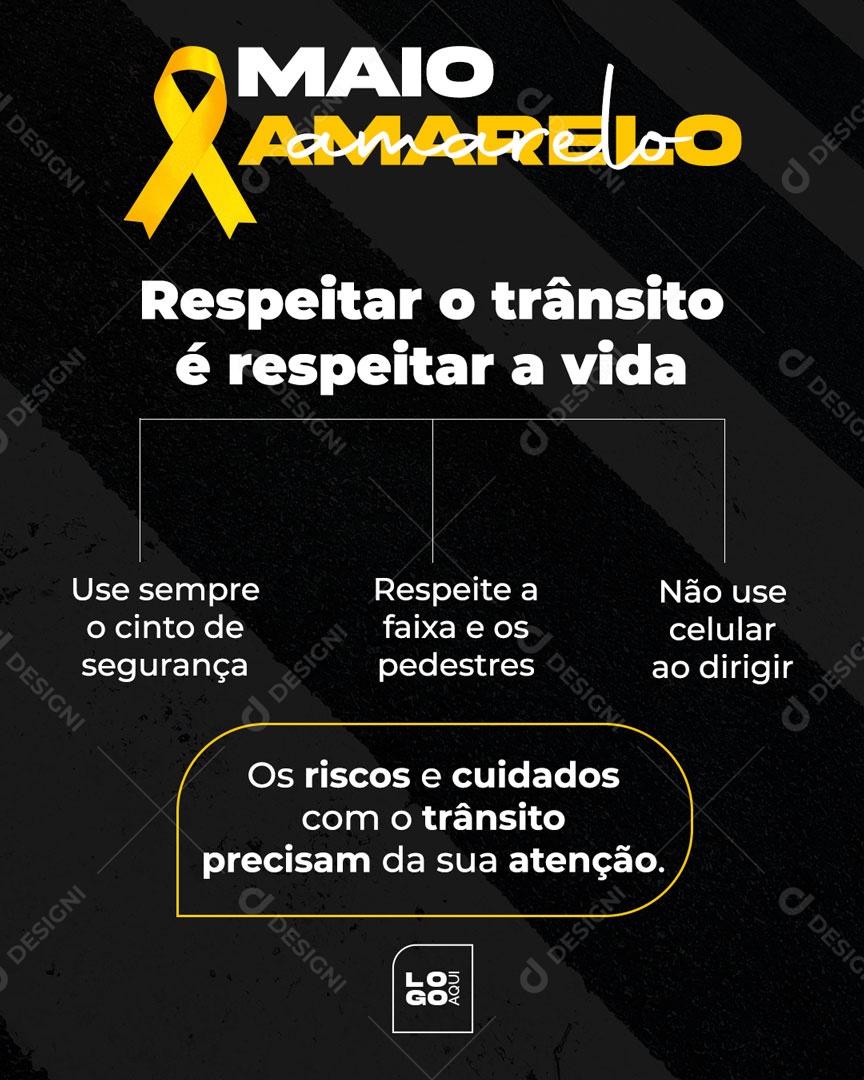 Social Media Story Maio Amarelo Respeitar O Trânsito e Respeitar Vida PSD Editável