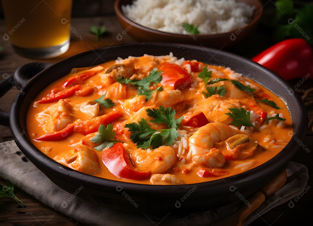 Deliciosa moqueca de peixe sobre a mesa