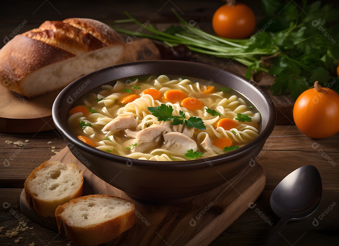 Deliciosa refeição sopa de frango