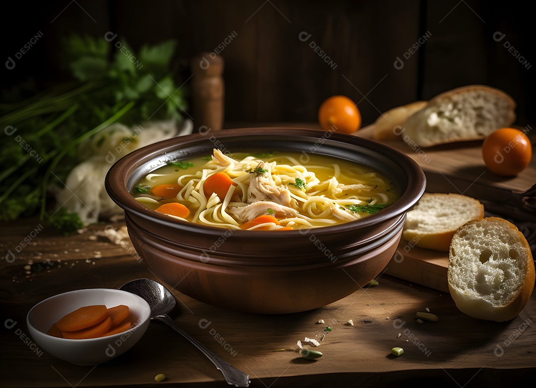 Deliciosa refeição sopa de frango