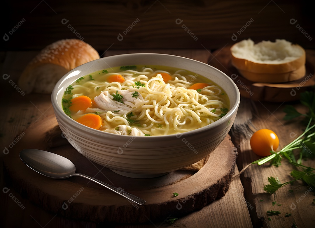 Deliciosa refeição sopa de frango