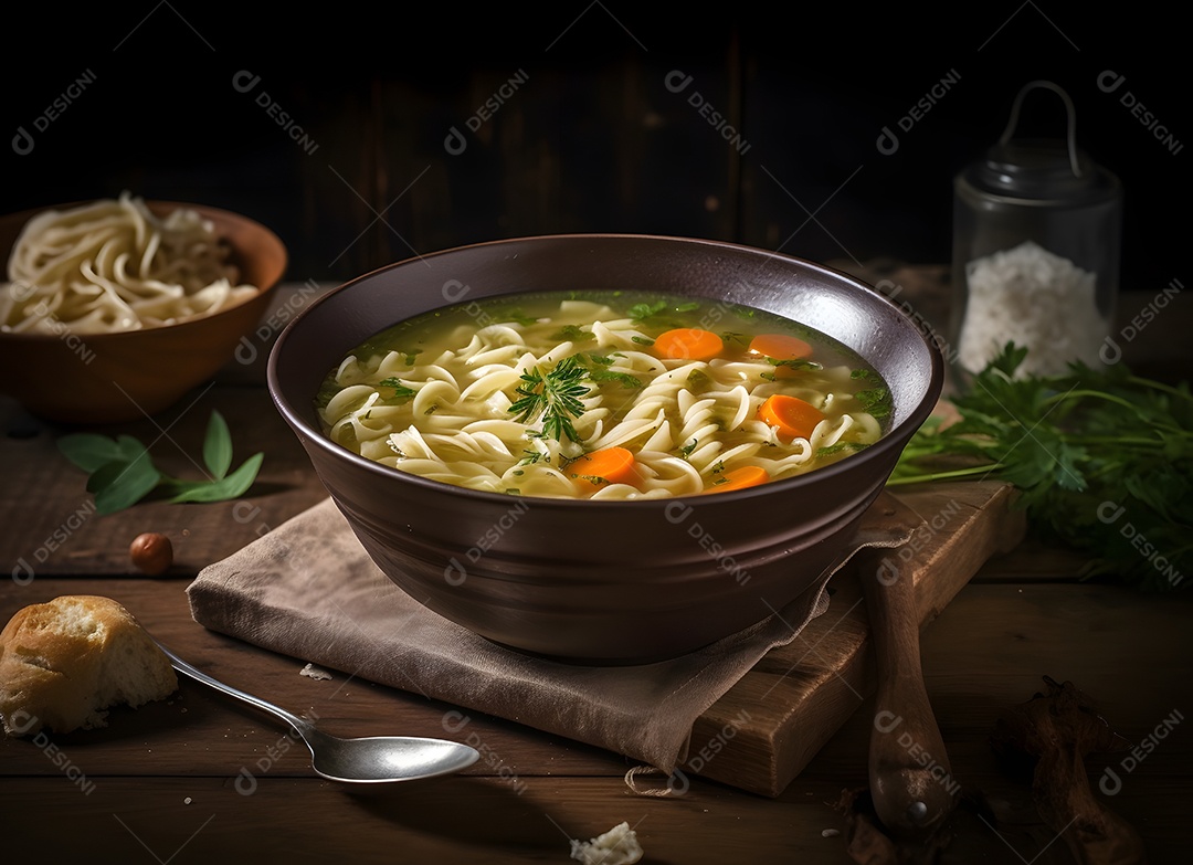 Deliciosa refeição sopa de frango