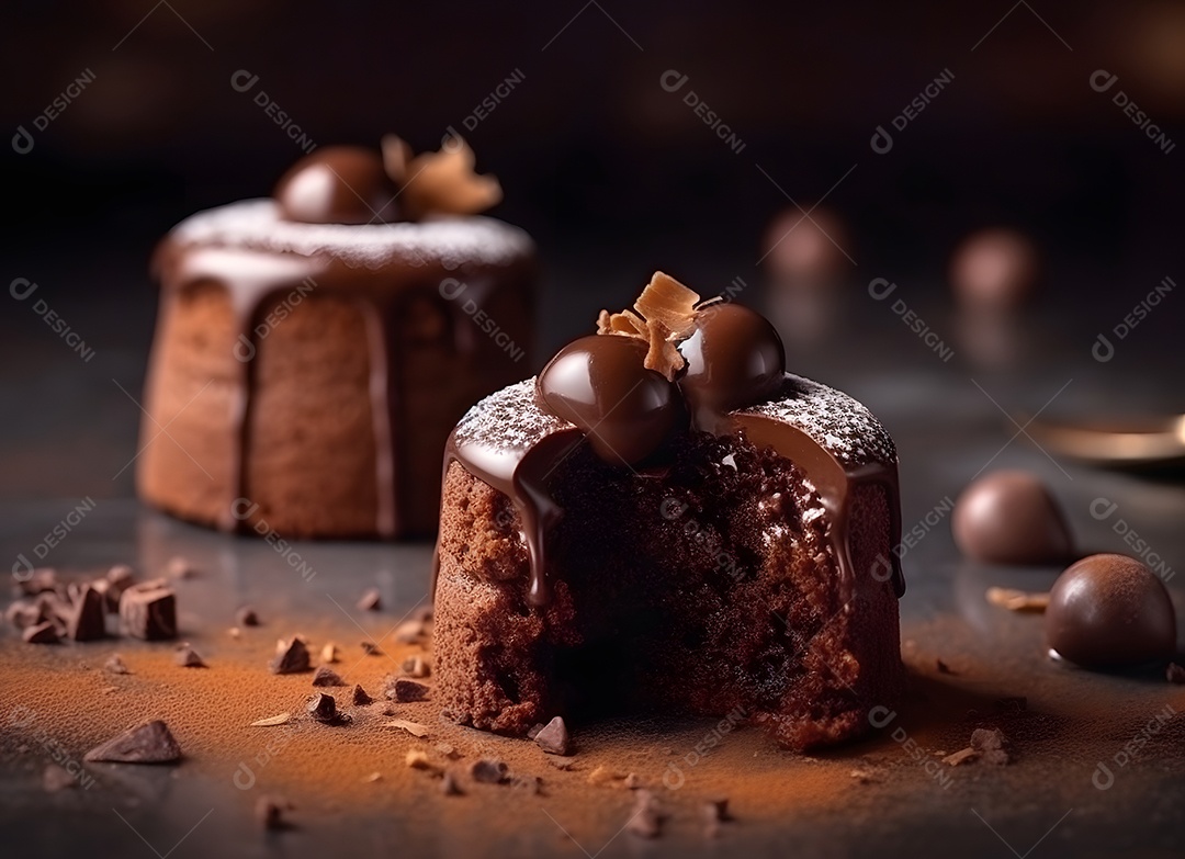 Delicioso petit gateau de chocolate