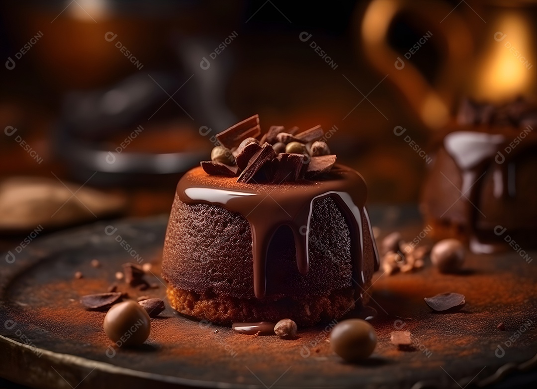 Delicioso petit gateau de chocolate