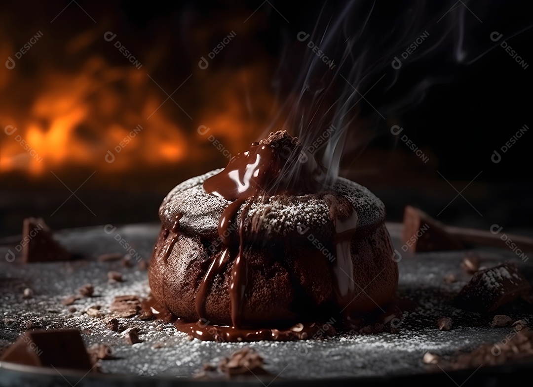 Delicioso petit gateau de chocolate