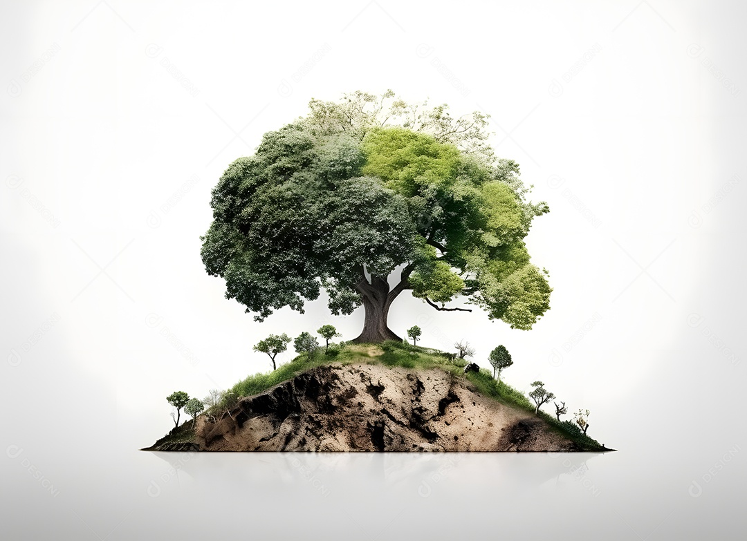Pequena árvore em fundo branco, conceito Dia da Terra