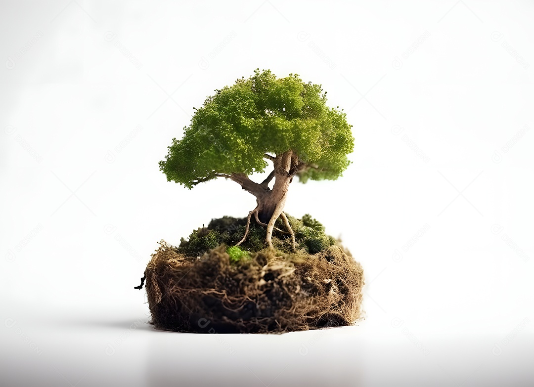 Pequena árvore em fundo branco, conceito Dia da Terra