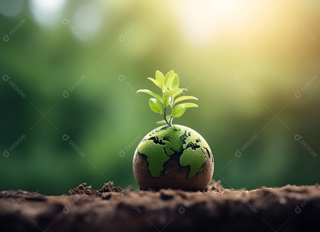 Pequena árvore com folhas verdes, conceito Dia da Terra