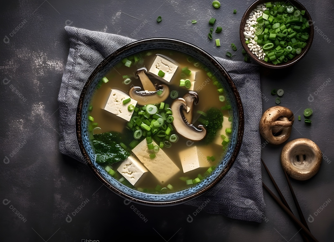 Deliciosa sopa vegetariana com cogumelos