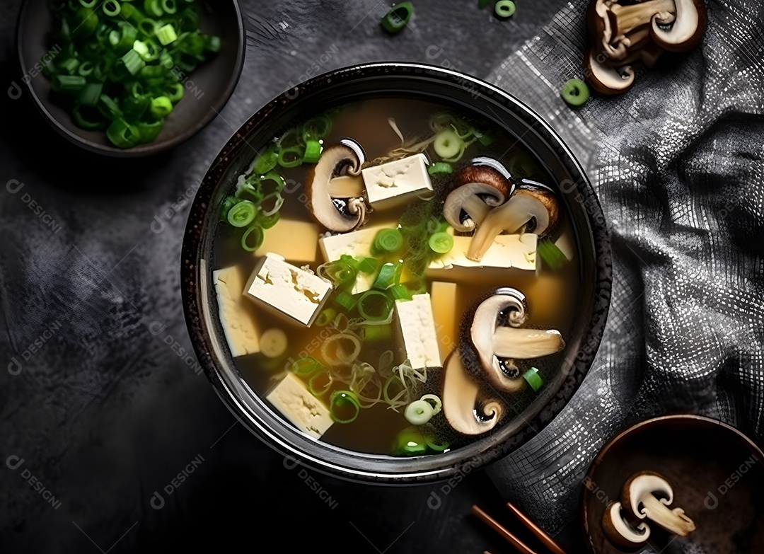 Deliciosa sopa vegetariana com cogumelos