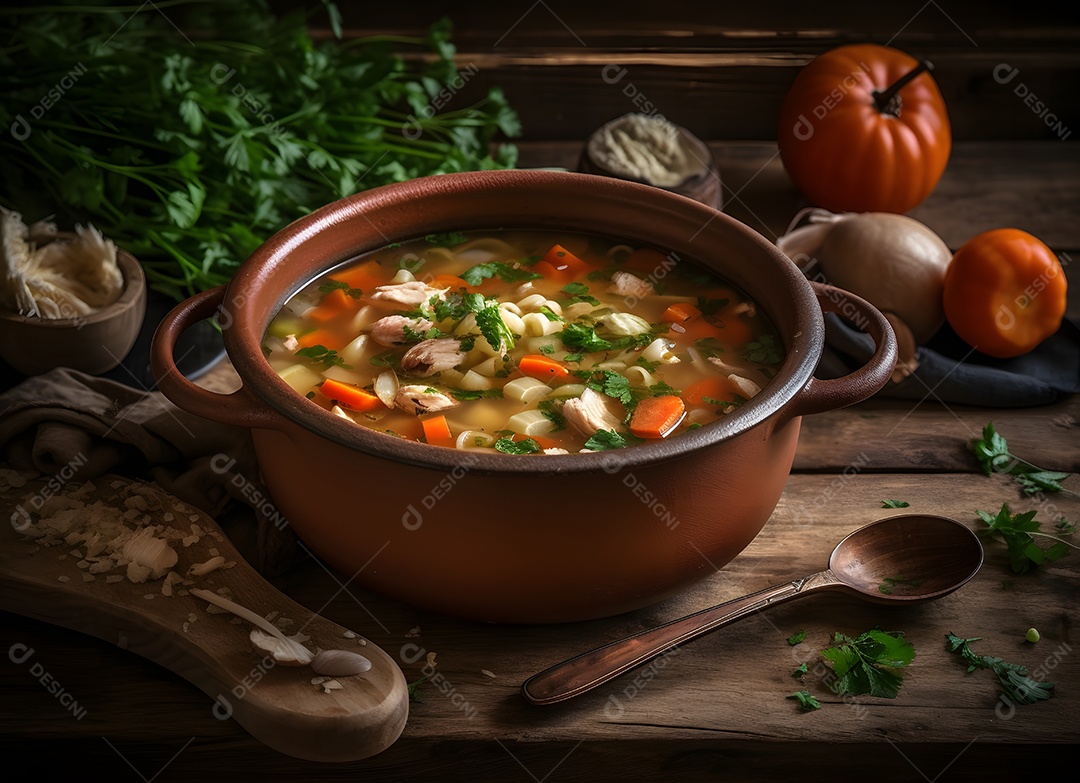 Deliciosa sopa de legumes sobre a mesa