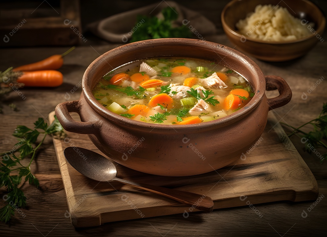 Deliciosa sopa de legumes sobre a mesa