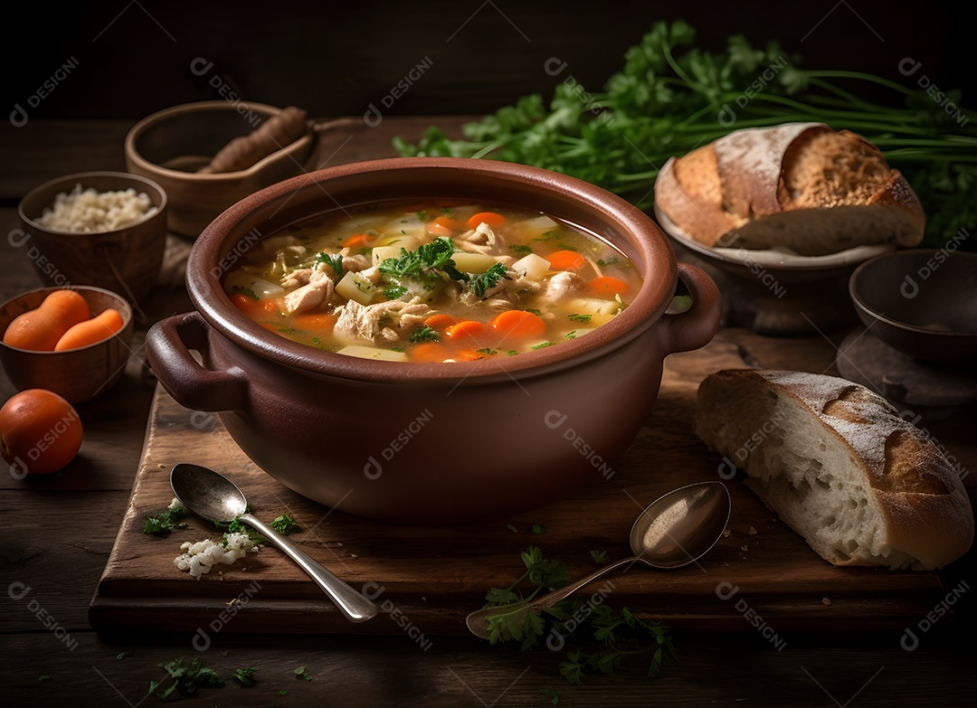 Deliciosa sopa de legumes sobre a mesa