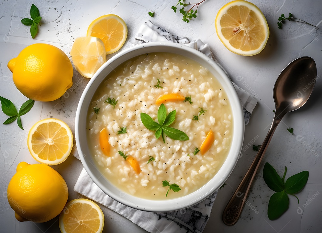 Delicioso Mingau de arroz sobre a mesa