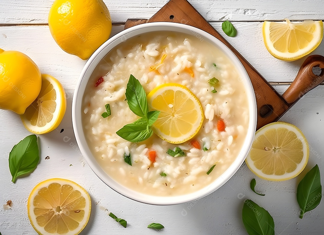 Delicioso Mingau de arroz sobre a mesa