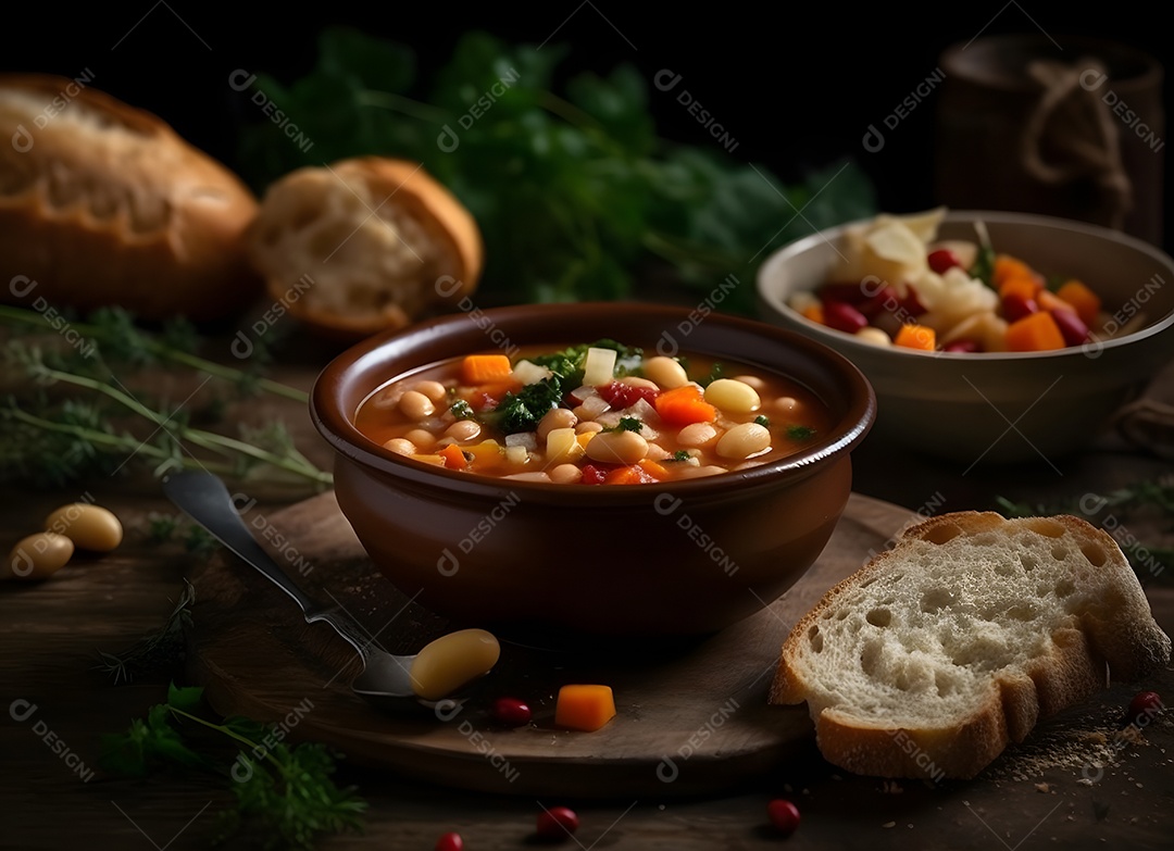 Deliciosa sopa de legumes sobre a mesa