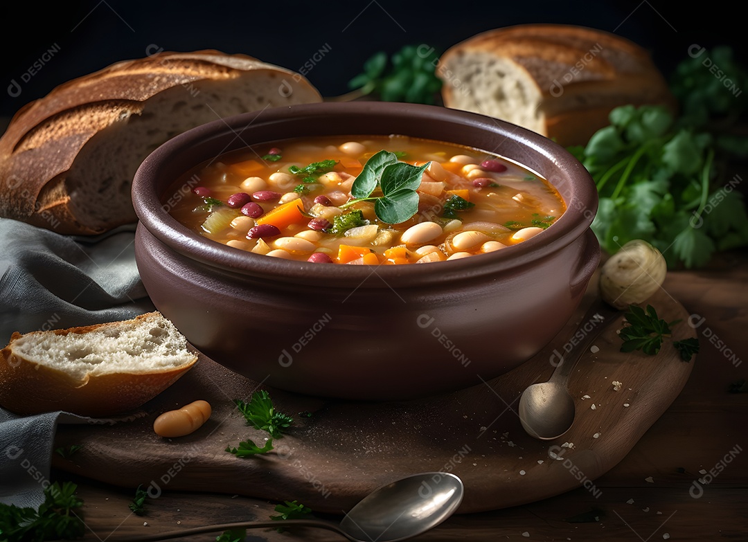 Deliciosa sopa de legumes sobre a mesa