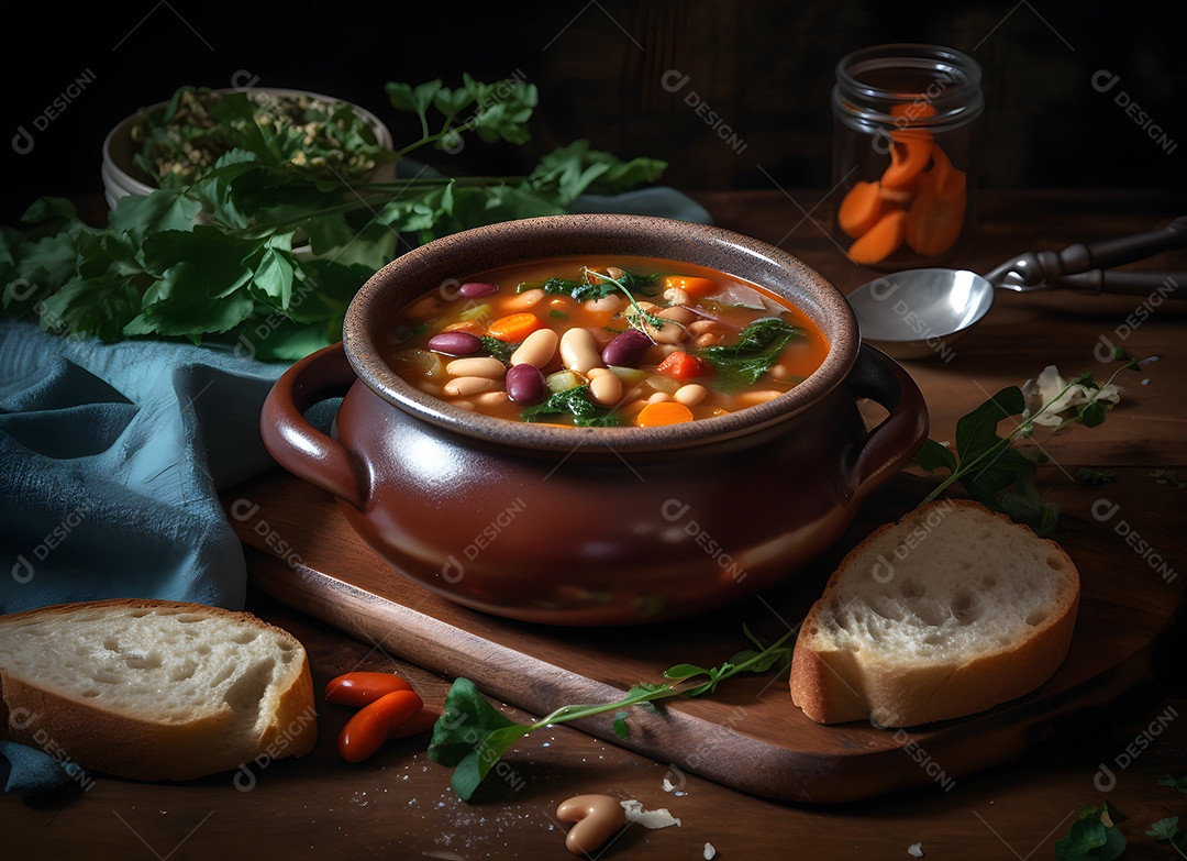Deliciosa sopa de legumes sobre a mesa