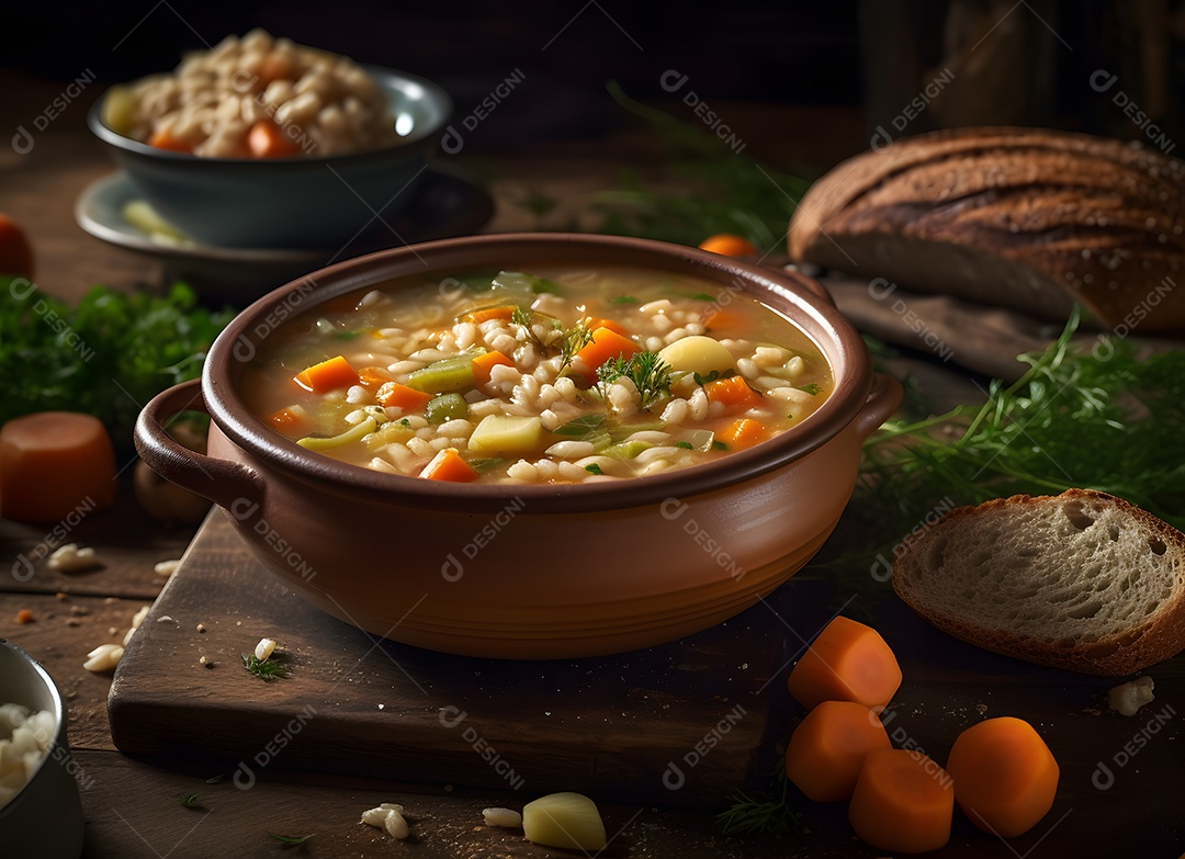 Deliciosa sopa de legumes sobre a mesa