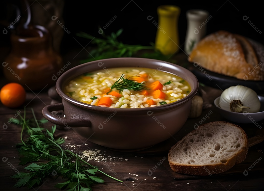 Deliciosa sopa de legumes sobre a mesa