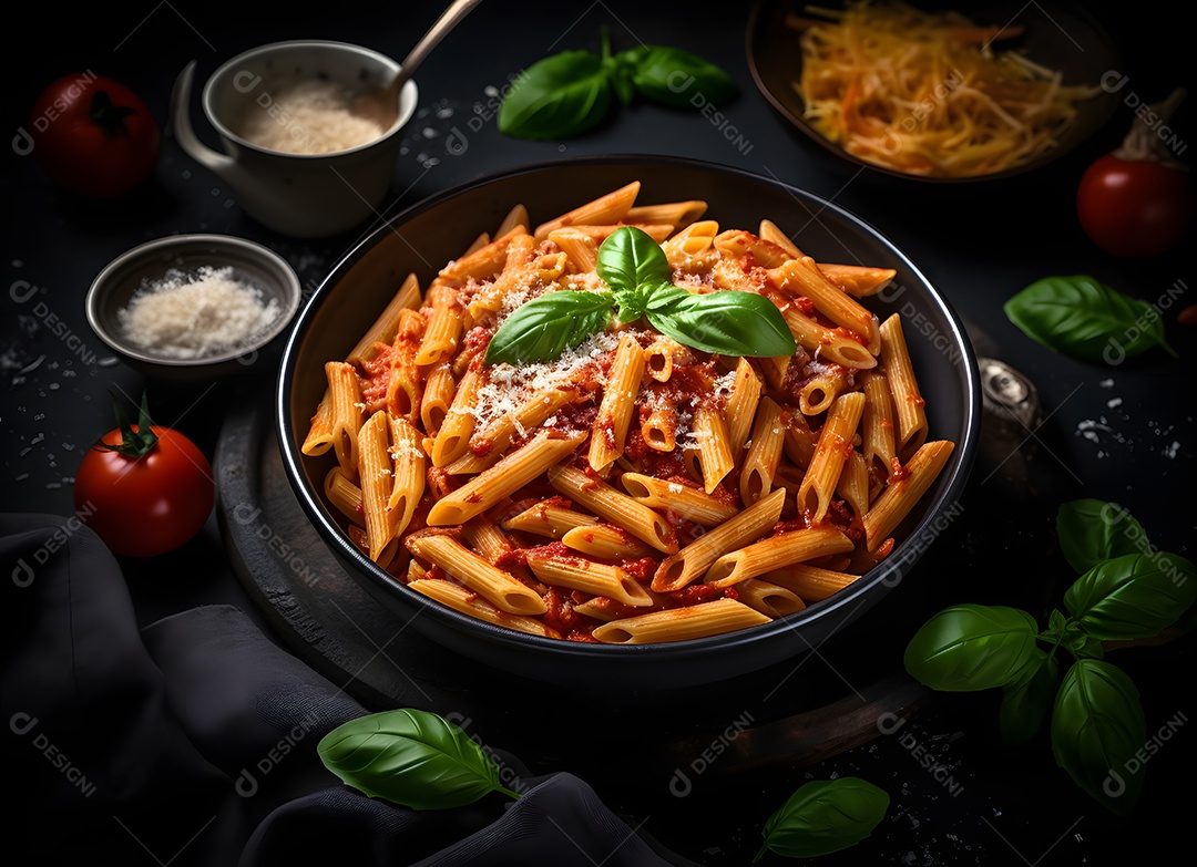 Macarrão Ao Molho e Queijo Com Folha