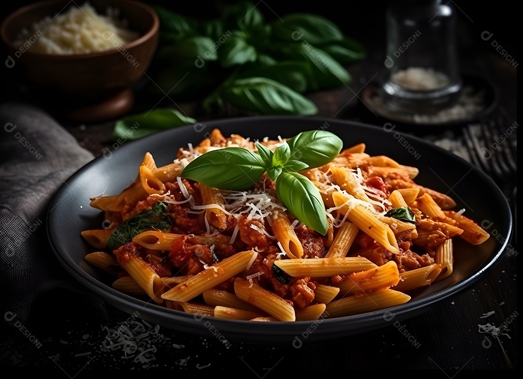Macarrão Ao Molho e Queijo Com Folha