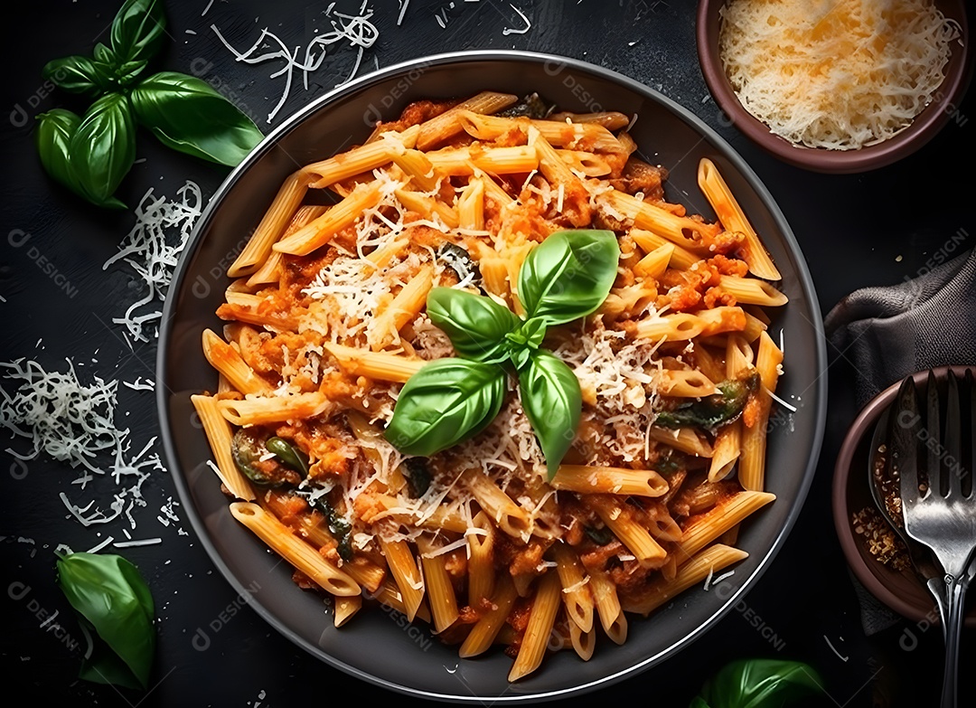 Macarrão Ao Molho e Queijo Com Folha