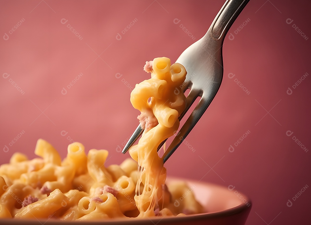 Macarrão Em Colhe Em Fundo Rosa