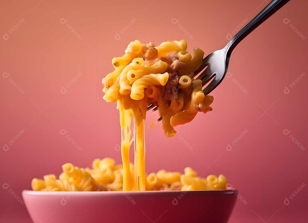 Macarrão Em Colhe Em Fundo Rosa