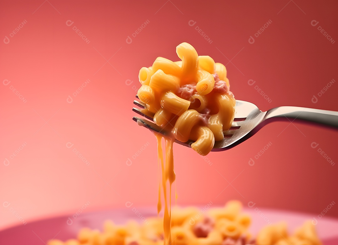 Macarrão Em Colhe Em Fundo Rosa