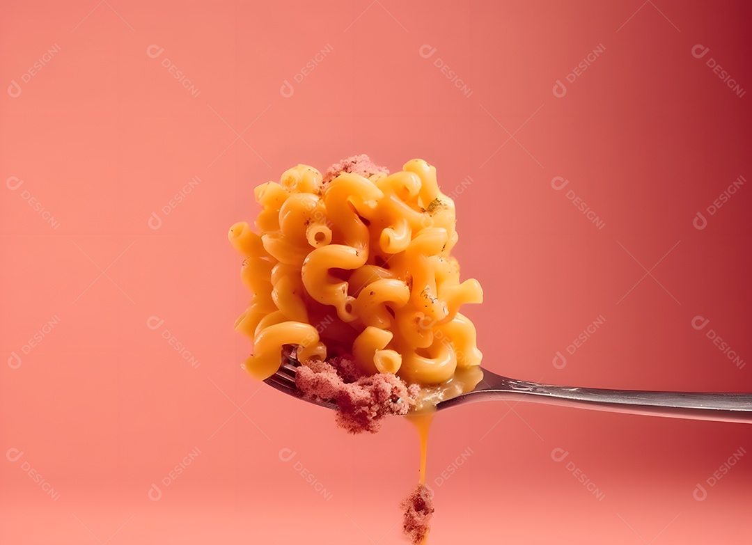 Macarrão Em Colhe e Em Fundo Rosa