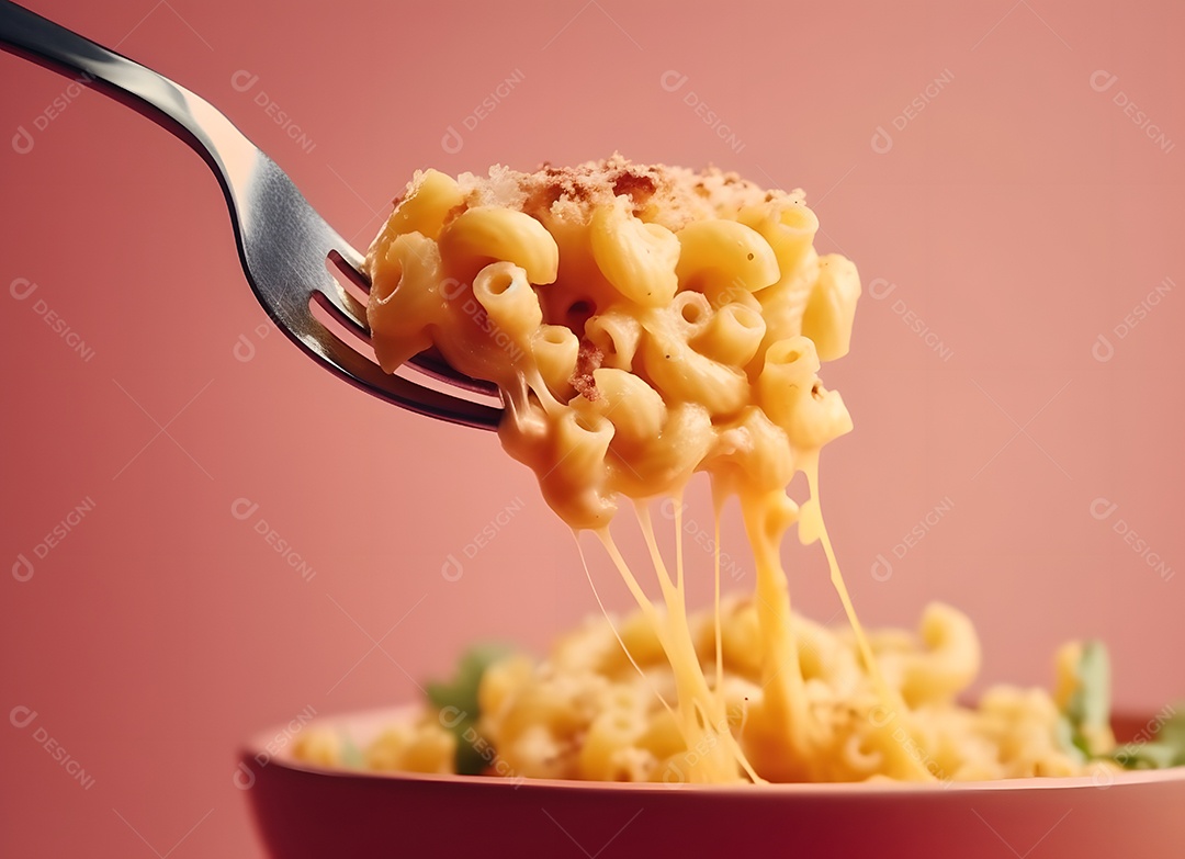 Macarrão Em Colhe e Em Fundo Rosa