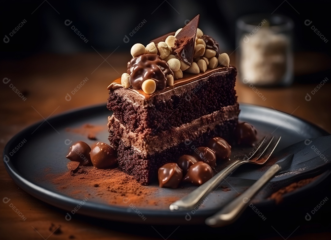 Delicioso bolo de sobremesa sobre o prato