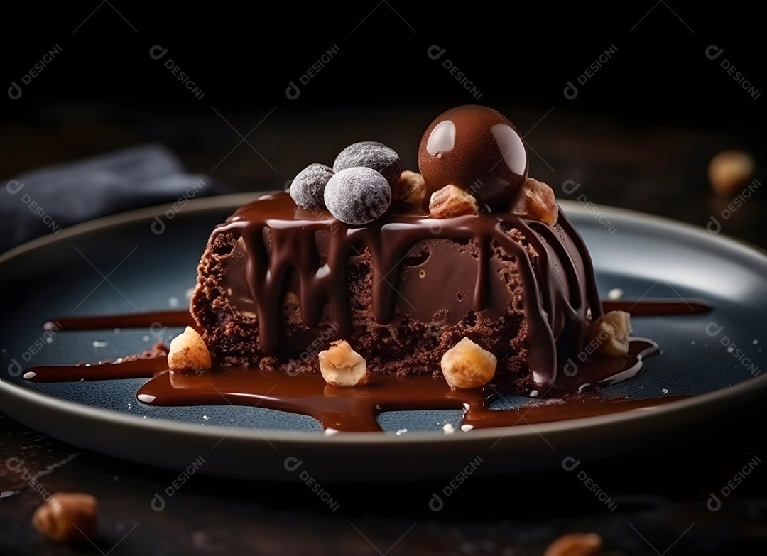 Delicioso bolo de sobremesa sobre o prato