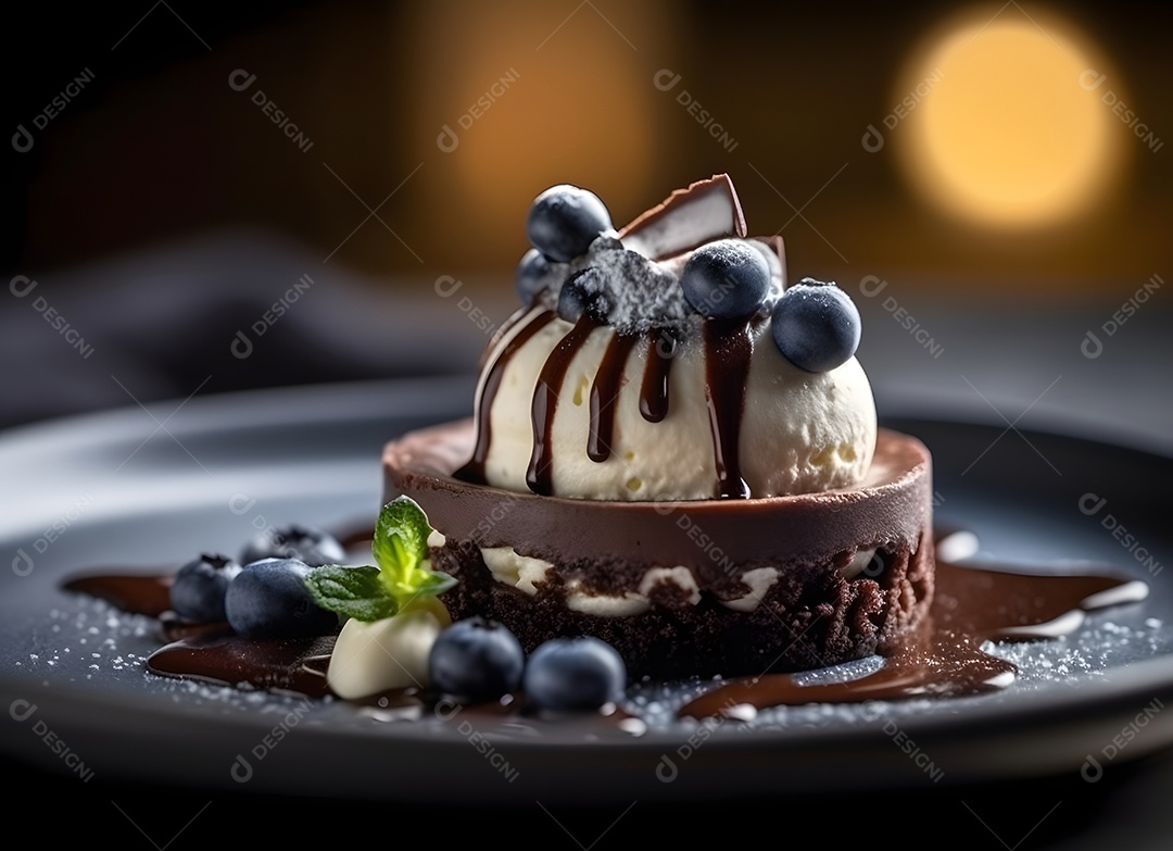 Delicioso bolo de sobremesa sobre o prato